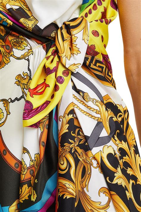 versace leaf print silk scarf|Versace printed silk scarf.